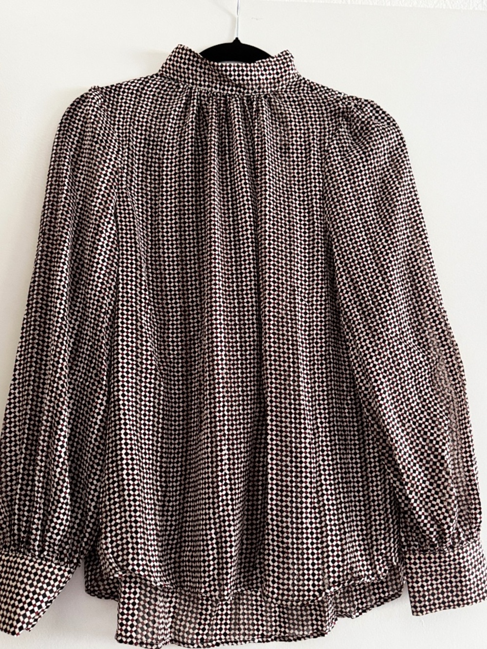 H&M Geometric Checkered High-Neck Satin Blouse – Size S (NWT)